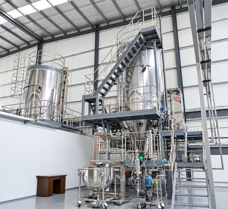 Spray drying tower and access platform